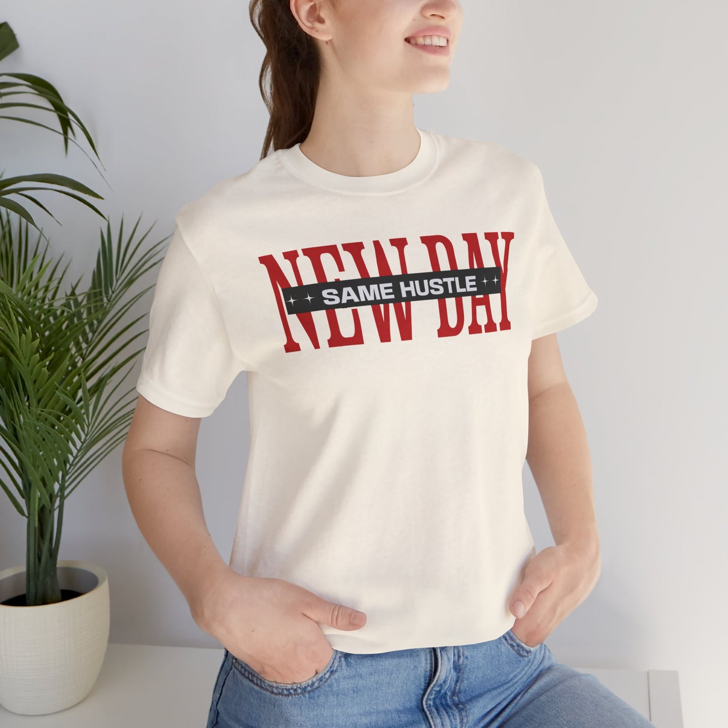 Unisex Jersey Short Sleeve Tee - 'New Day, Same Hustle' Motivational Shirt, Everyday Wear, Gift for Entrepreneurs, Casual Style, [...]