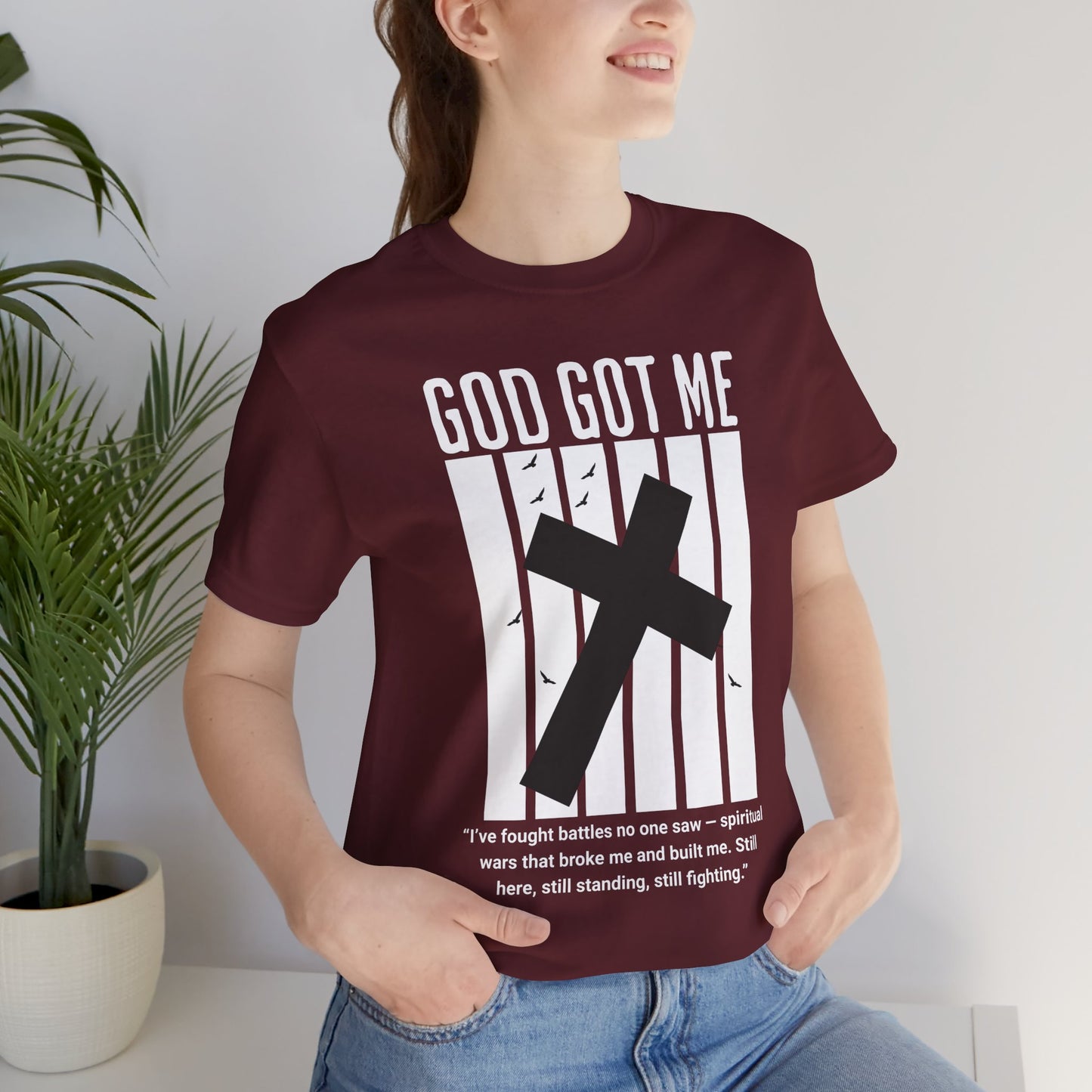 Faith-Inspired Short Sleeve Tee, God Got Me T-Shirt, Spiritual Shirt, Encouraging Apparel, Christian Gift, Inspirational Wear