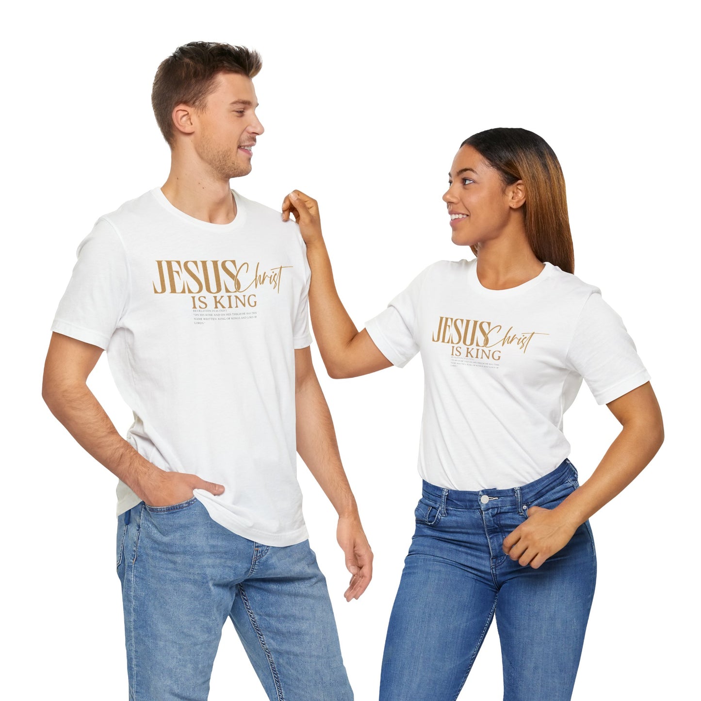 Faith-Inspired Short Sleeve Tee, Christian T-shirt, JESUS is KING Shirt, Unisex Spiritual Apparel, Gift for Believers