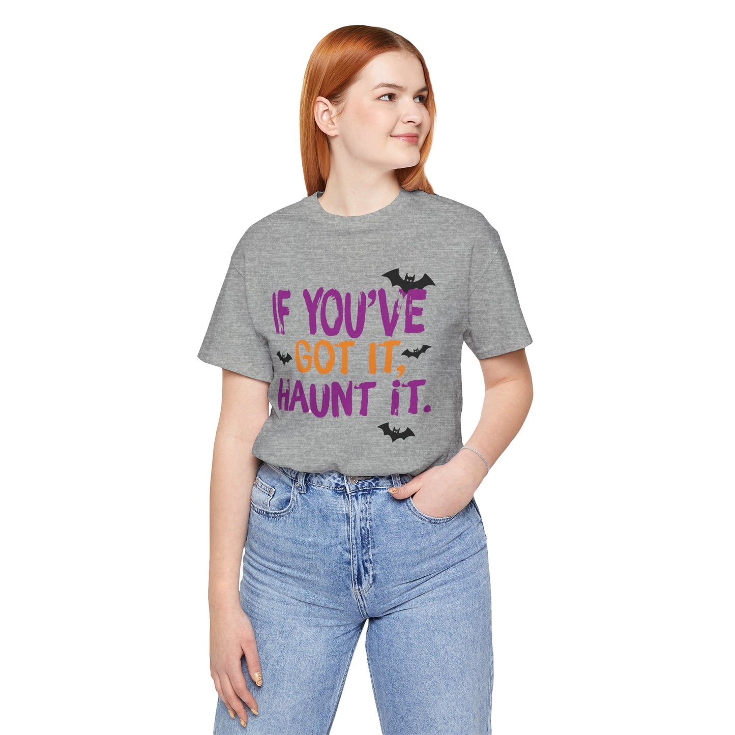 Halloween-Inspired Unisex Tee, Funny Bat Graphic Shirt, Spooky Season Apparel, Haunting Halloween Tee, Perfect for Costume Parties, [...]