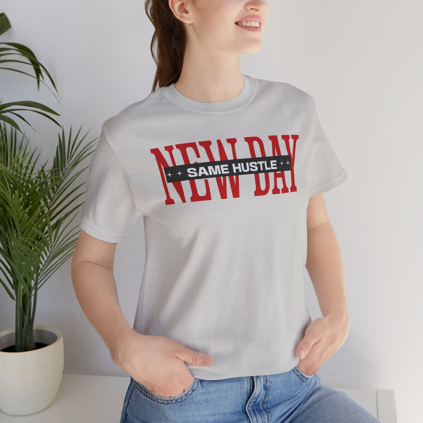 Unisex Jersey Short Sleeve Tee - 'New Day, Same Hustle' Motivational Shirt, Everyday Wear, Gift for Entrepreneurs, Casual Style, [...]