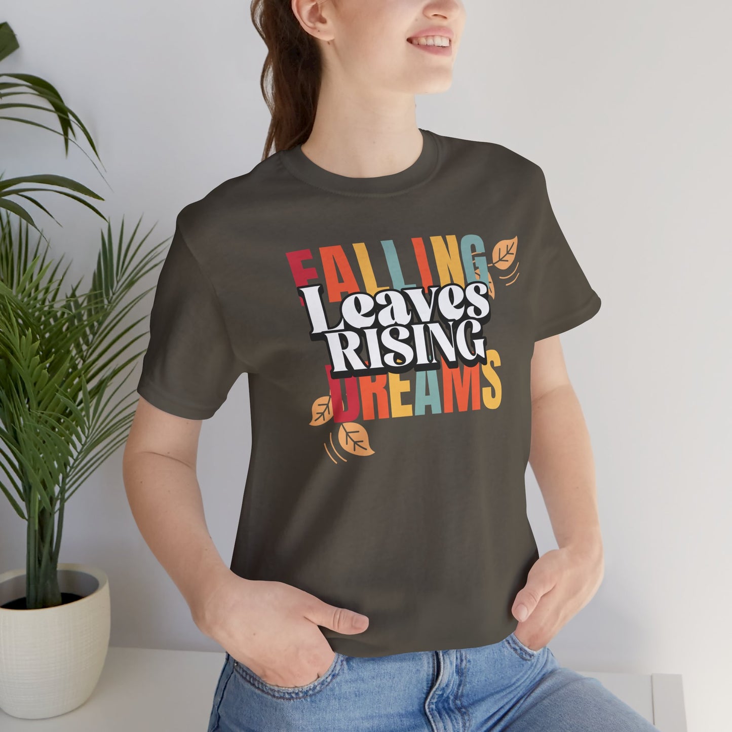 Fall Inspiration Tee, Autumn T-Shirt, Cozy Unisex Shirt, Seasonal Gift, Dreamers & Nature Lovers, Falling Leaves Design
