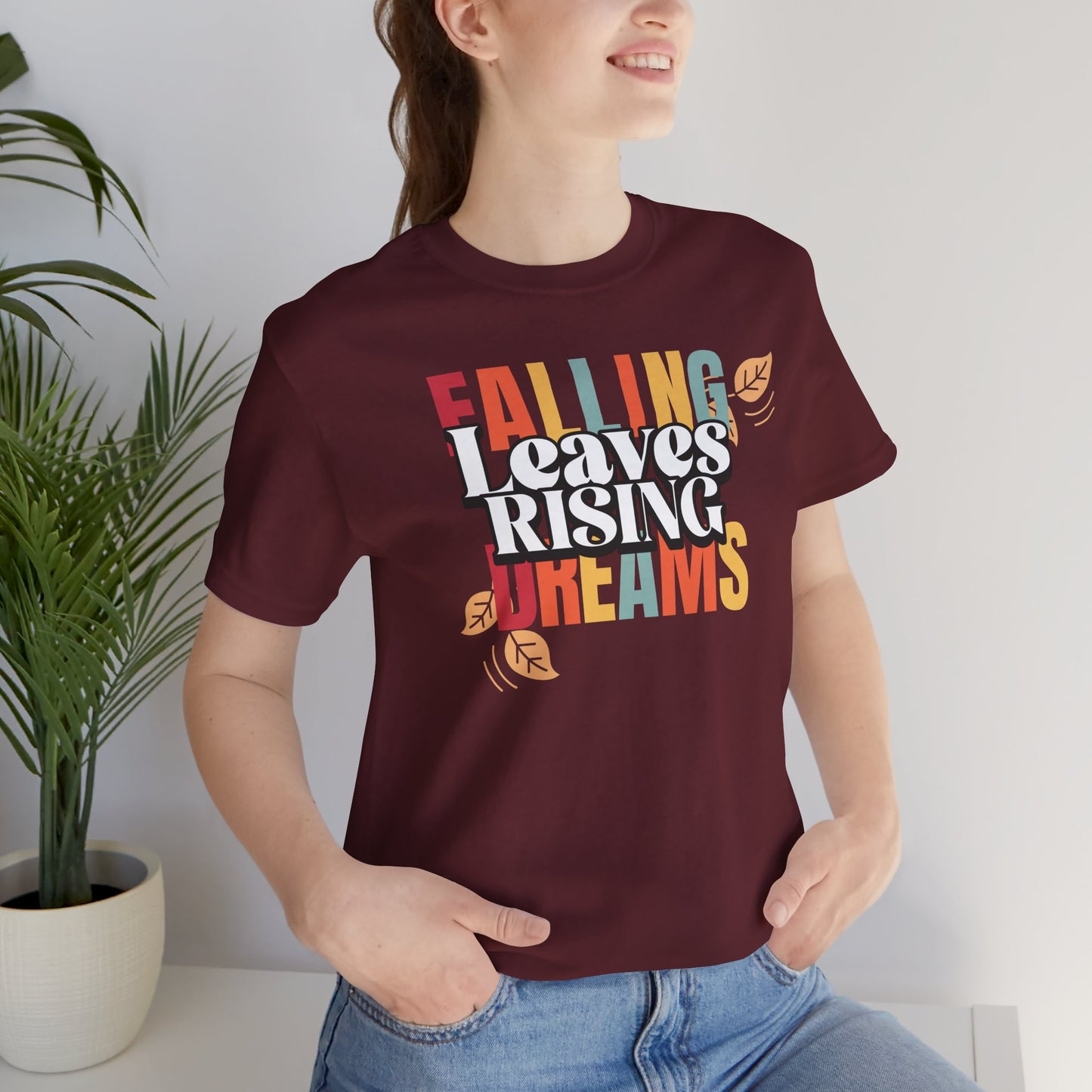 Fall Inspiration Tee, Autumn T-Shirt, Cozy Unisex Shirt, Seasonal Gift, Dreamers & Nature Lovers, Falling Leaves Design