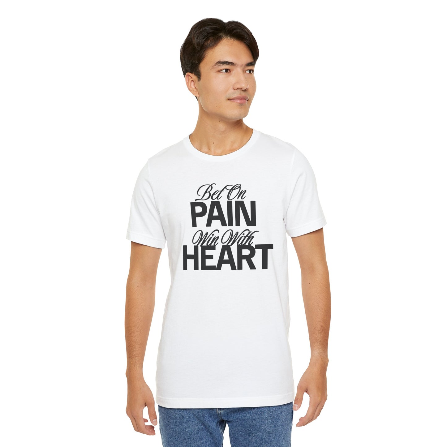 Inspirational Unisex Jersey Tee - "Bet On Pain Win With Heart" - Motivational Shirt, Gift for Fitness Lovers, Self-Care Apparel, [...]