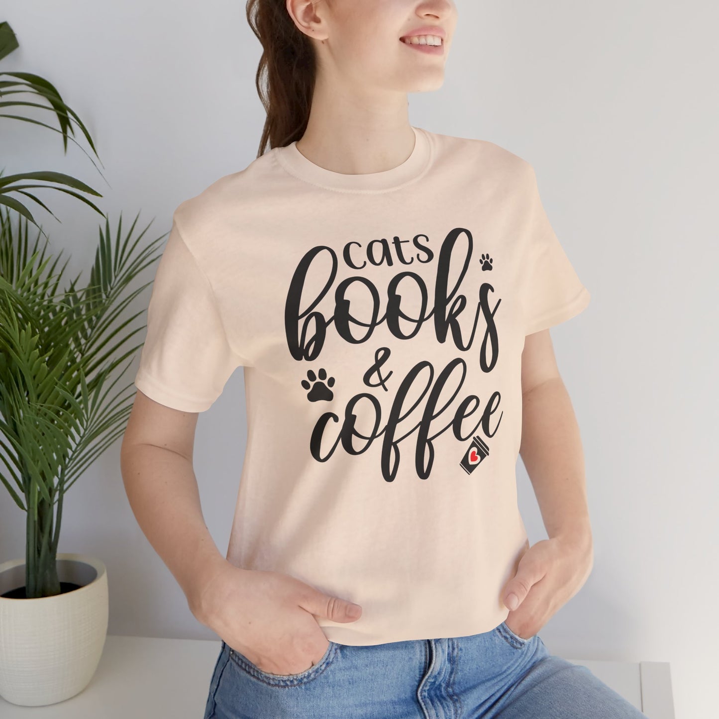 Cute Cat Books and Coffee Tee, Unisex Jersey Short Sleeve Shirt for Cat Lovers, Reading Enthusiasts, Perfect Gift for Bookworms, Cozy [...]