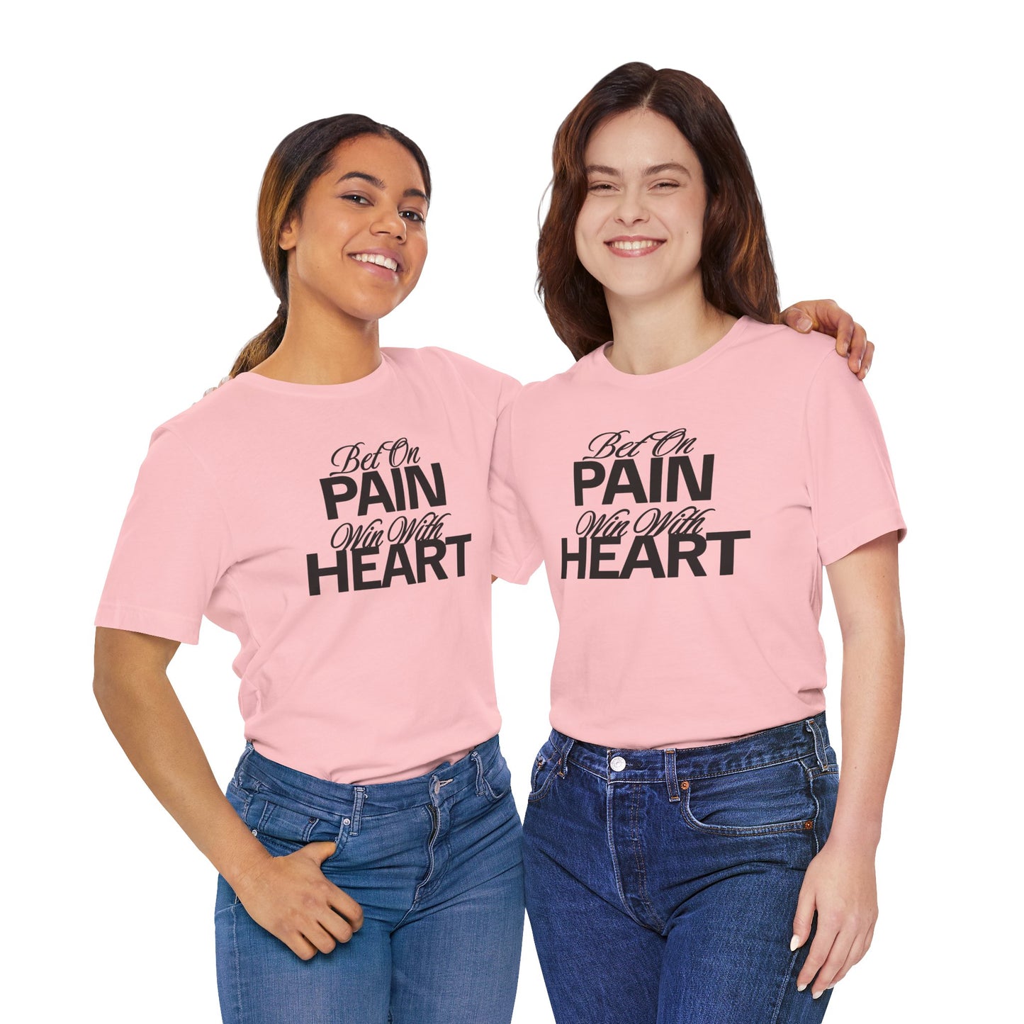 Inspirational Unisex Jersey Tee - "Bet On Pain Win With Heart" - Motivational Shirt, Gift for Fitness Lovers, Self-Care Apparel, [...]