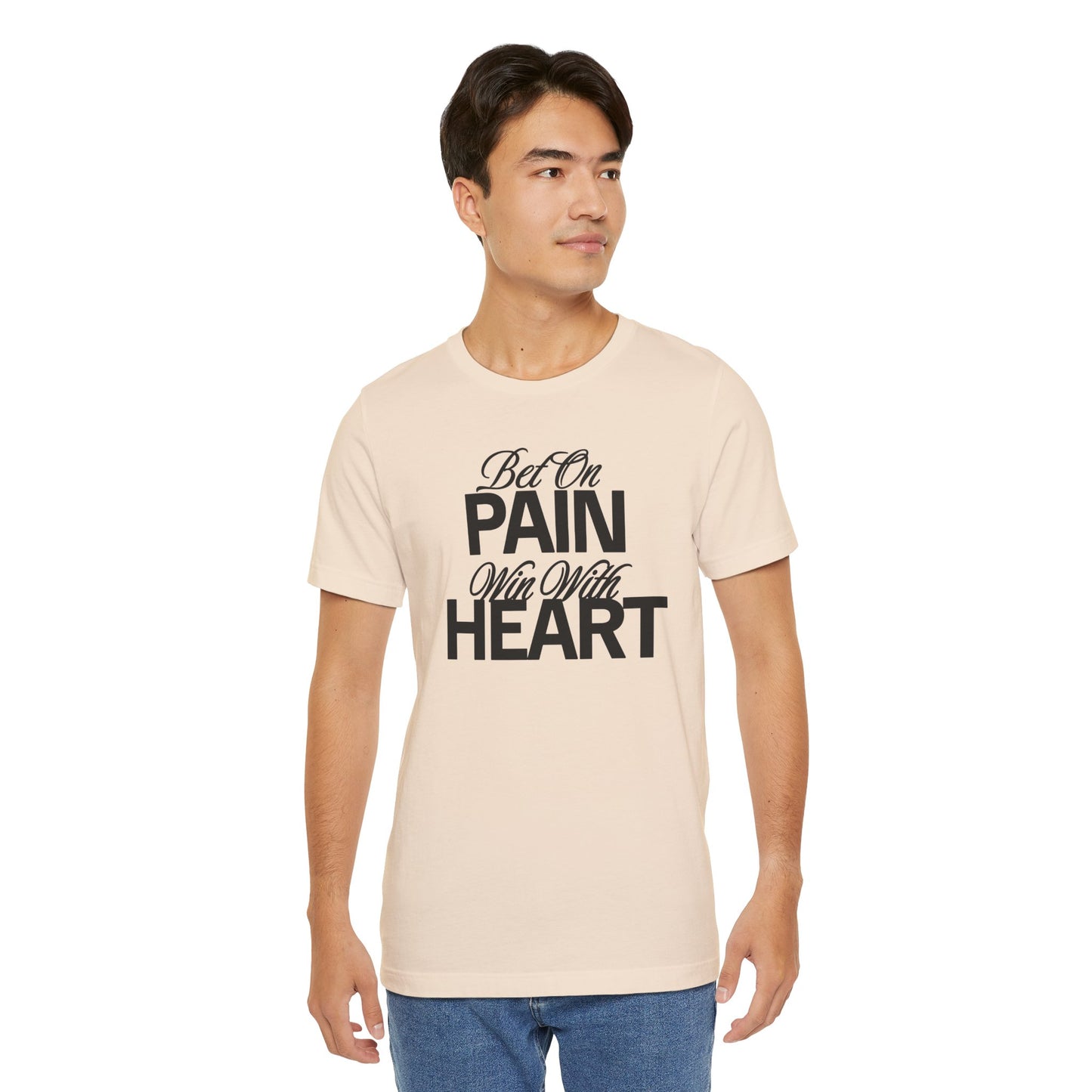 Inspirational Unisex Jersey Tee - "Bet On Pain Win With Heart" - Motivational Shirt, Gift for Fitness Lovers, Self-Care Apparel, [...]