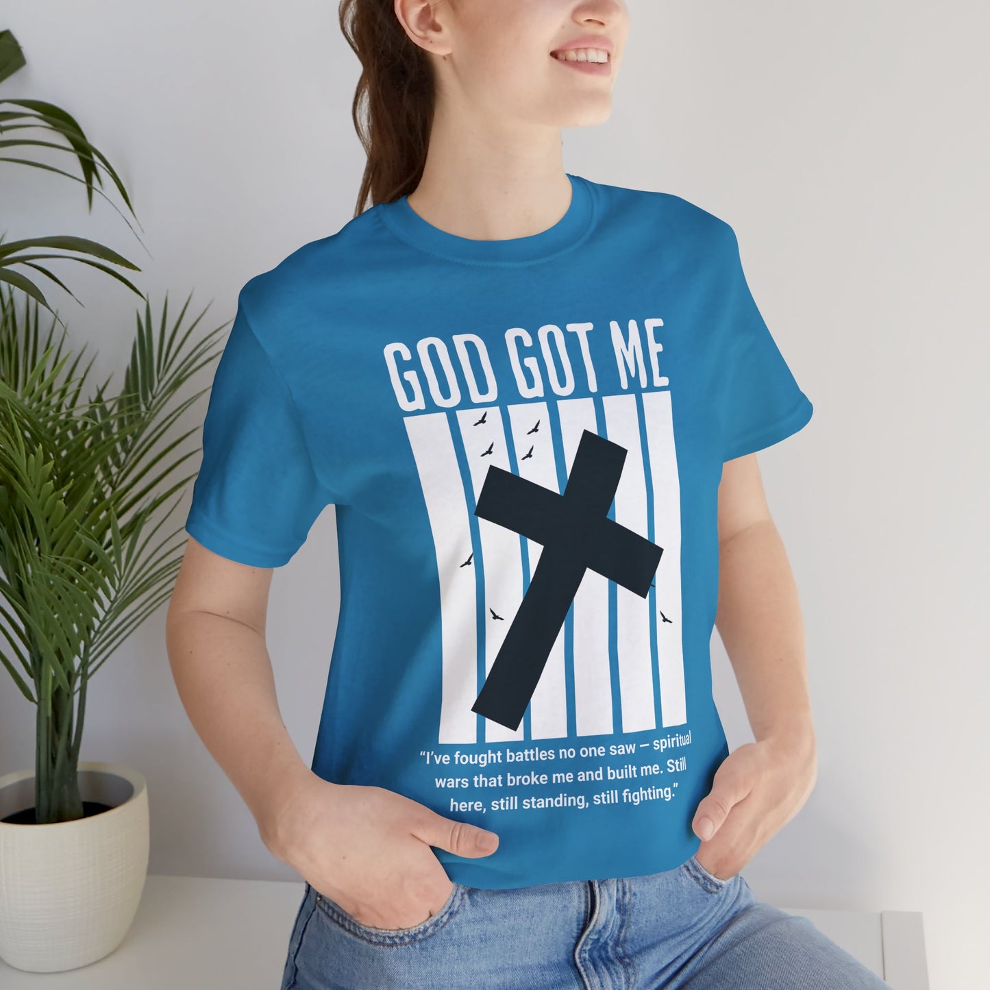 Faith-Inspired Short Sleeve Tee, God Got Me T-Shirt, Spiritual Shirt, Encouraging Apparel, Christian Gift, Inspirational Wear